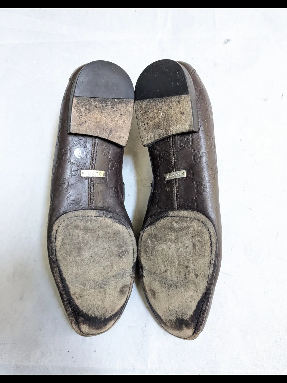 Gucci Horsebit Loafers Brown Monogram Leather Men US 12.5 Slip Ons Snaffle